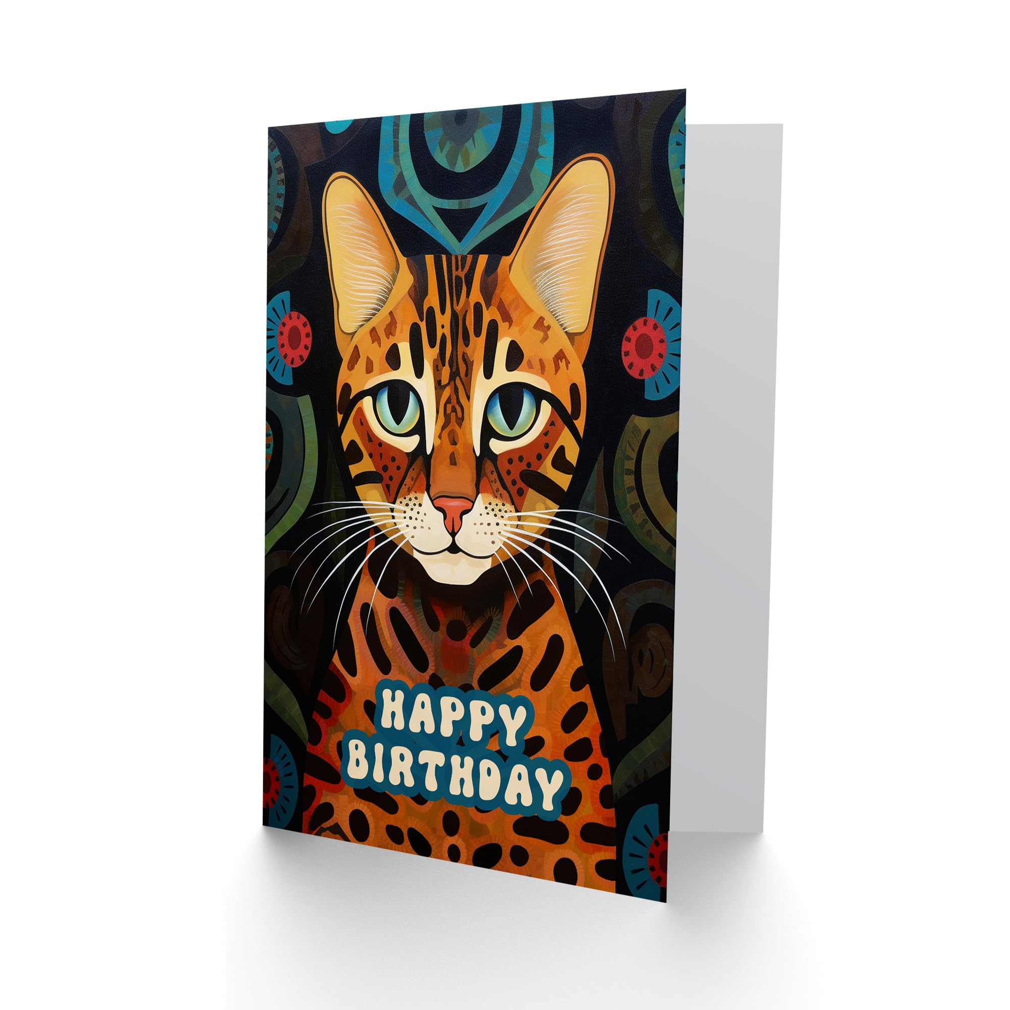 White Cat Lover Pet in Floral Japanese Kimono Birthday Card | UK
