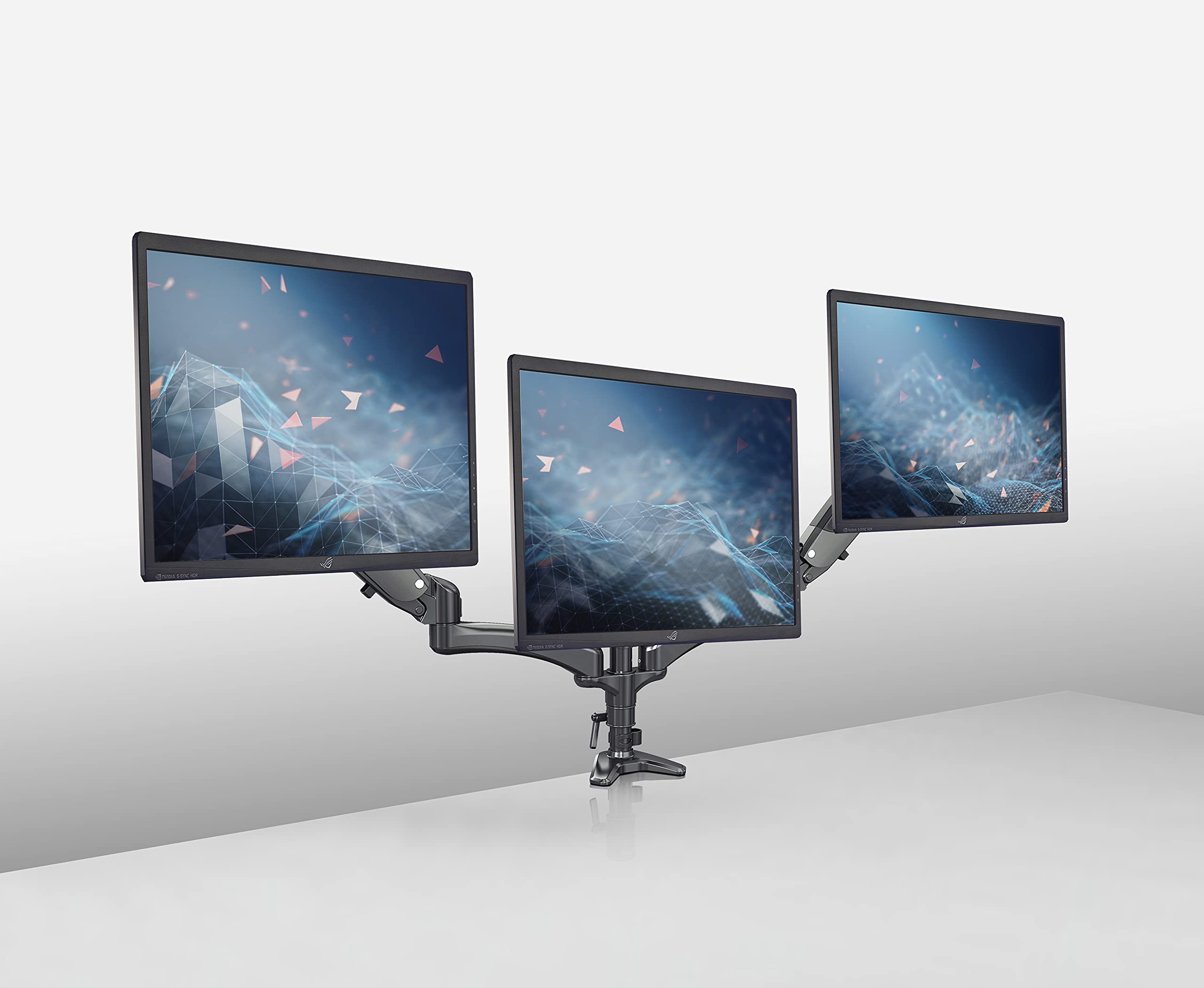 K&M - König & Meyer »23878 TRIPLE MONITOR MOUNT« Support de bureau pour 3 moniteurs jusqu'à 24" - Couleur: Noir