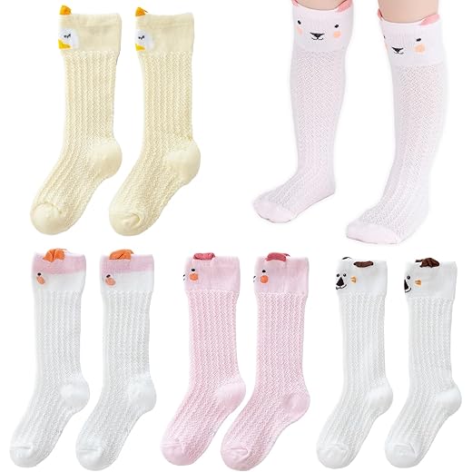 Knee Length Baby Girl Socks - 4 Pairs