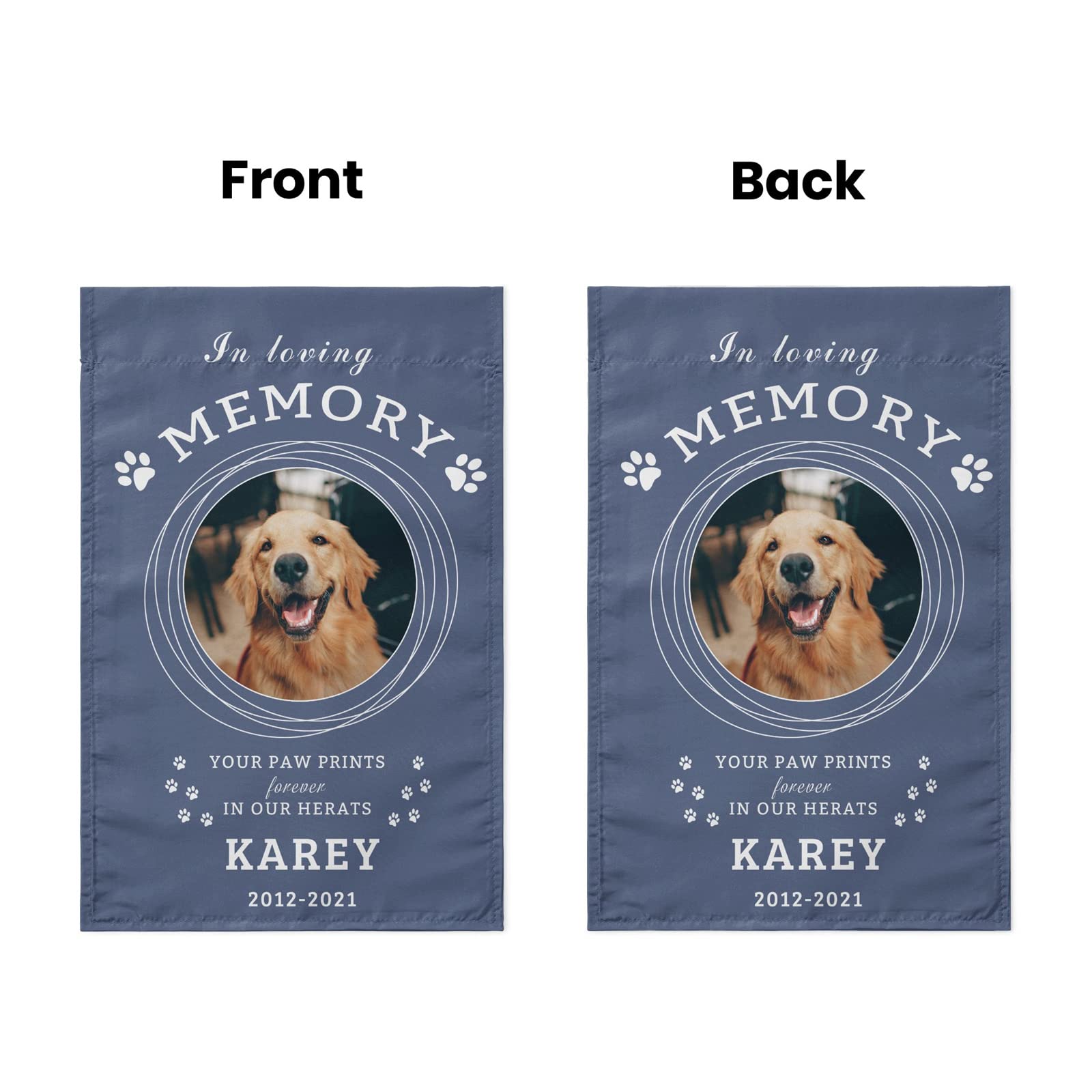 Custom Memorial Carden Flag, In Loving Memory of Loss Dog, Personalized Flag with Lost Pet Photo Name, Dog Cat memory Gifts for Patio Yard Lawn Outdoor Decoration, 12'' x 18'' Double Sides