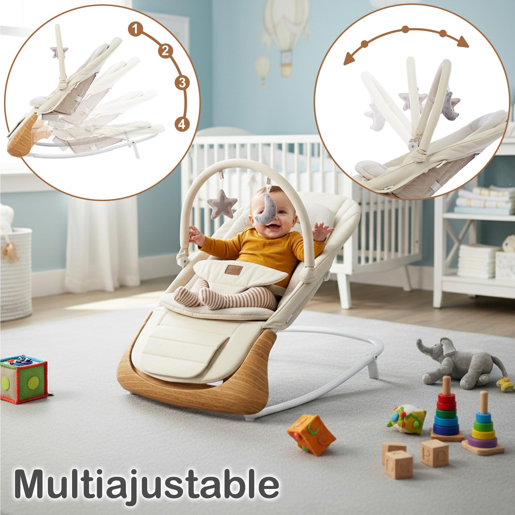 Twinly – Hamaca Bebé Evolutiva CUDDLY con Detección de Llanto y Vibración Automática | Columpio y Mecedora Ergonómica Plegable, Balanceo Recién Nacido 0+ m hasta 18 kg
