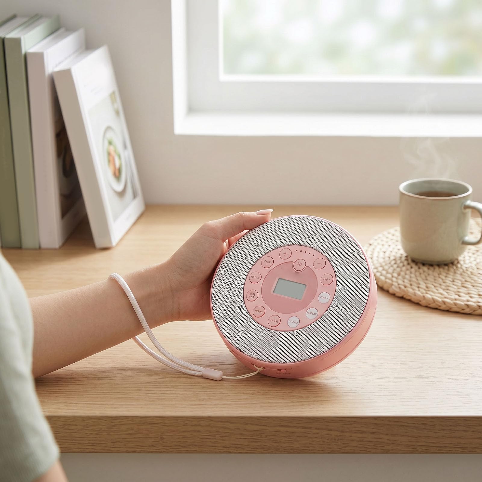 Generic Reproductor de CD Portátil con Batería de 2600 MAh, Reproducción de Memoria (Pink)