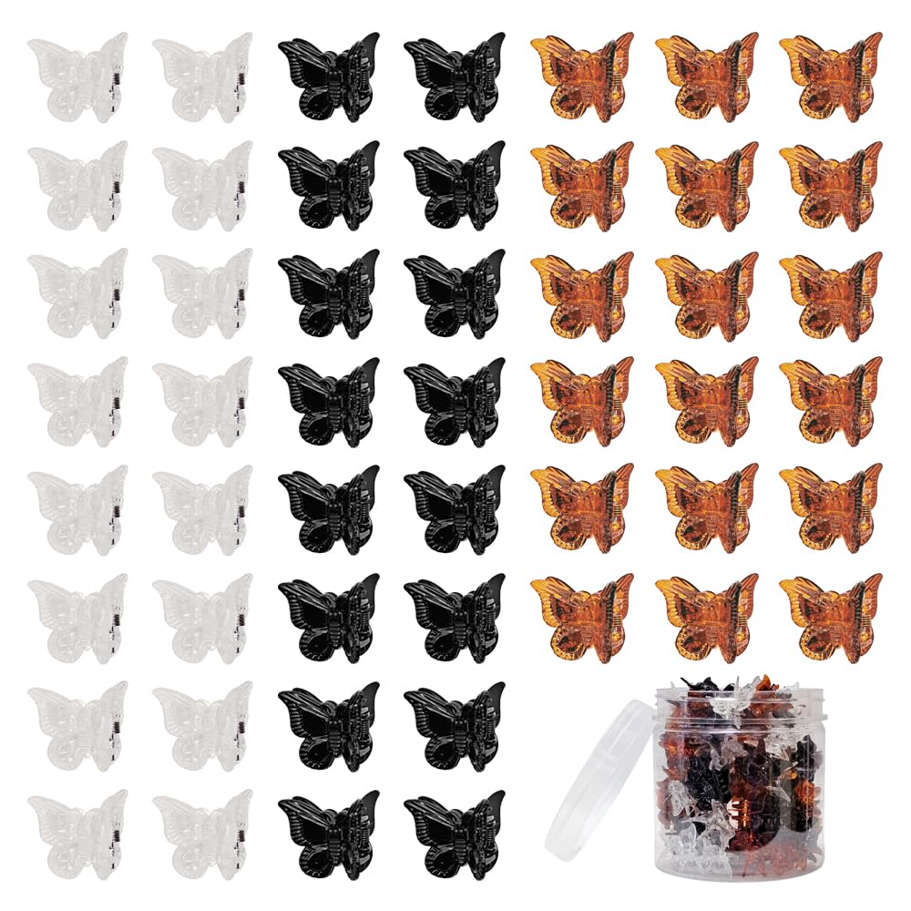 XIEHE 50 Packs Assorted Color Butterfly Hair Clips, Beautiful Mini Butterfly Hair Clips Hair Accessories for Women and Girls (Black, brown,white) - hair accessories | Mubboo