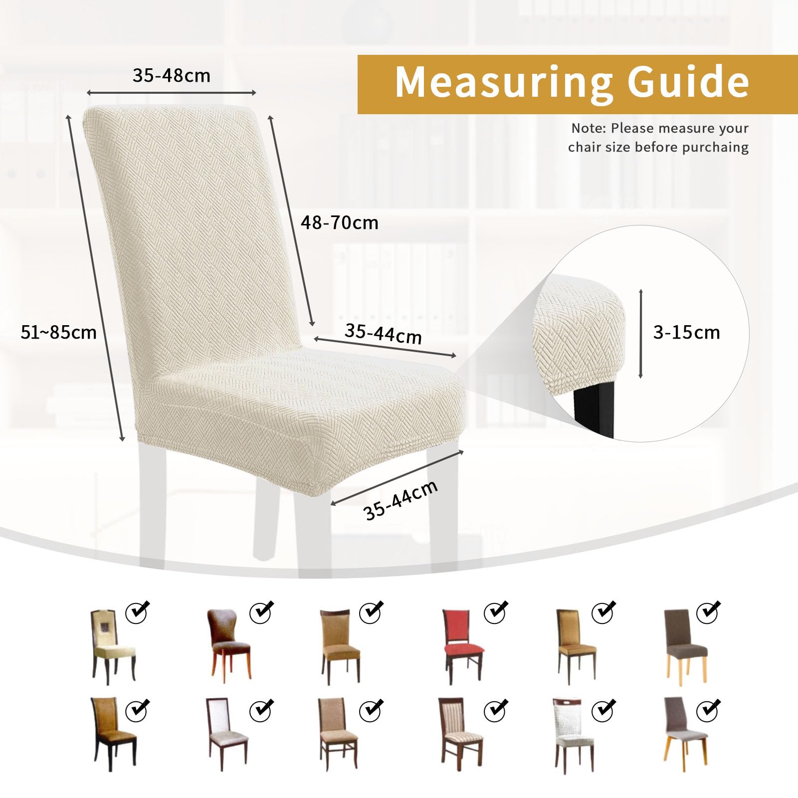 YSTELLAA Housse De Chaise 2 Pieces, Extensible Housse De Chaise Salle À Manger, Protection Chaise Housse Moderne Universel, Protege Housse Chaise, Housse Chaise Amovible Lavable, Blanc Crème