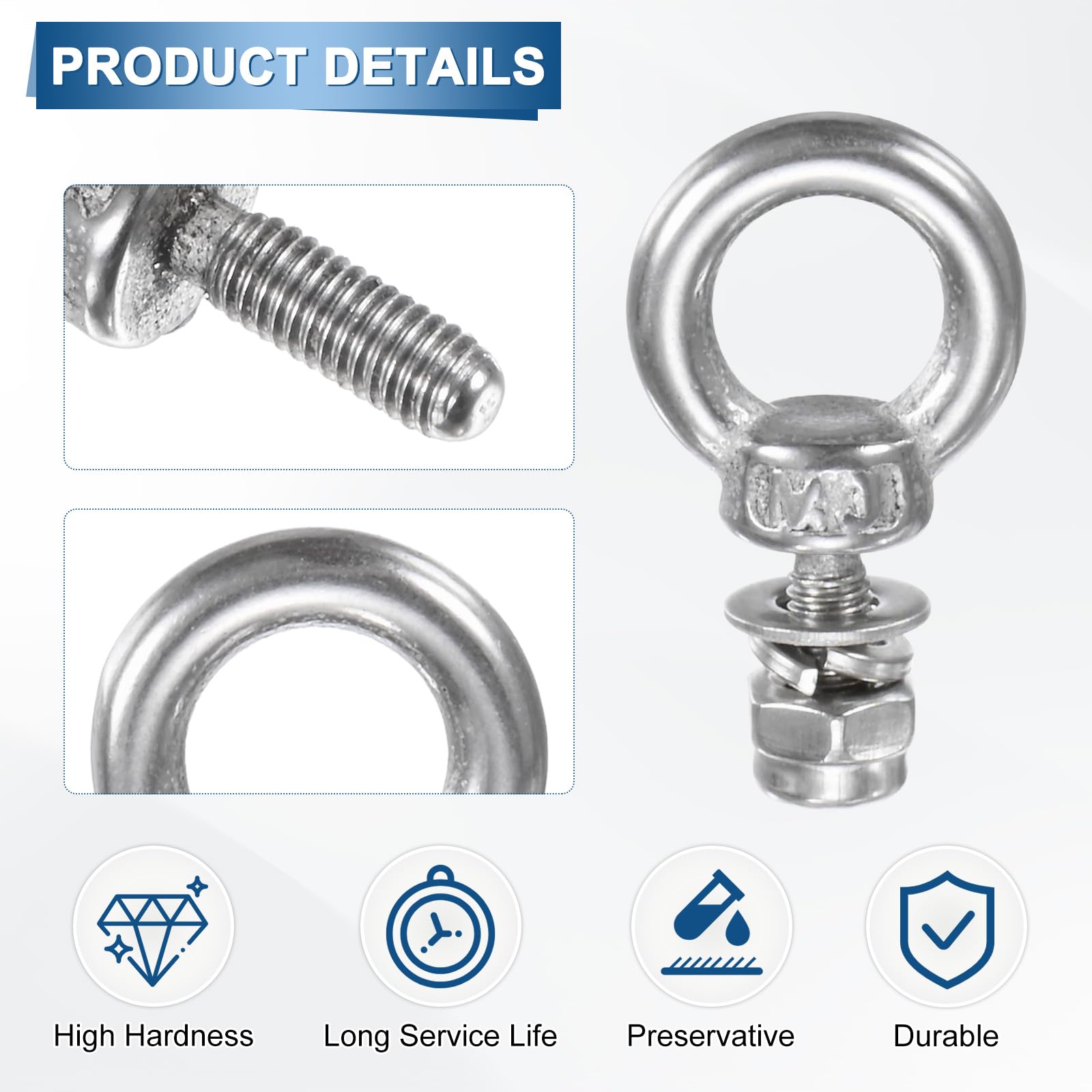 M METERXITY 5-Sets Eye Bolts with Nuts - Image 2