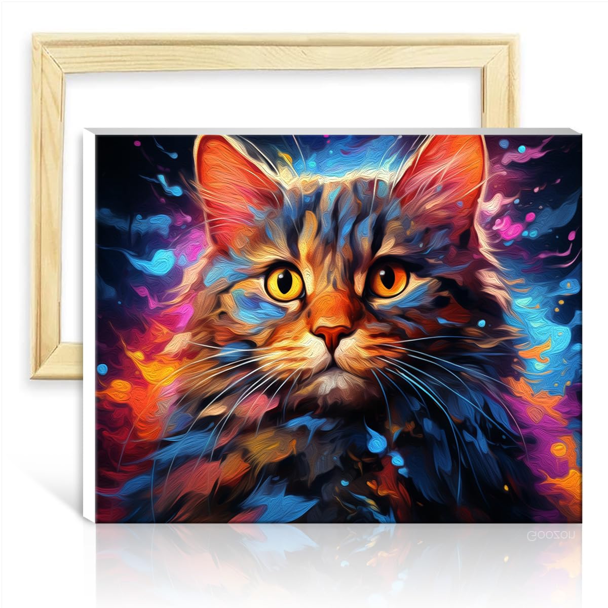 TANGFEIY Paint by Numbers cat Canvas DIY Digital Oil Painting Adults Beginner with Brushes and Acrylic Pigment Home Living Room Decorative DIY Frame(40x50cm)