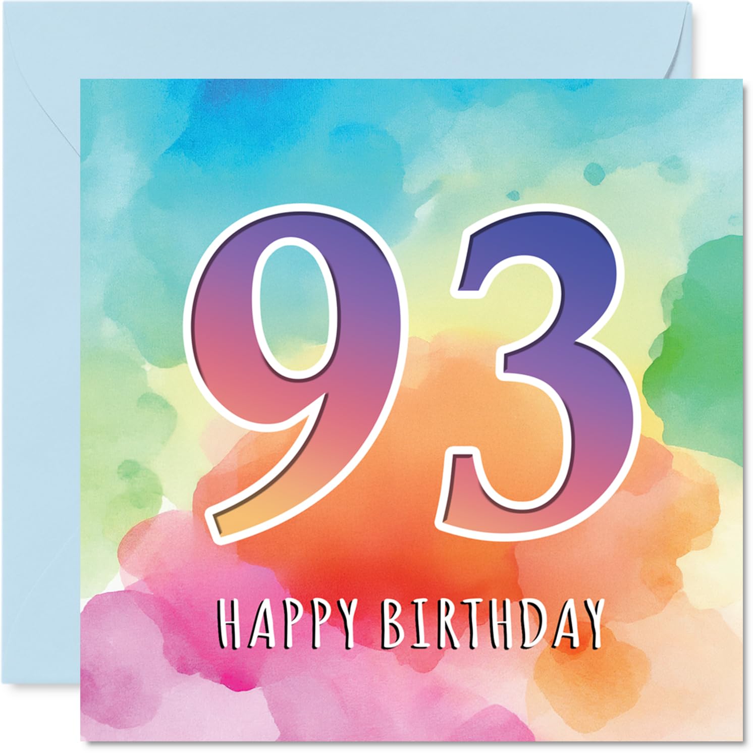 93rd Birthday Cards for Women and Men, Colourful Watercolour Age