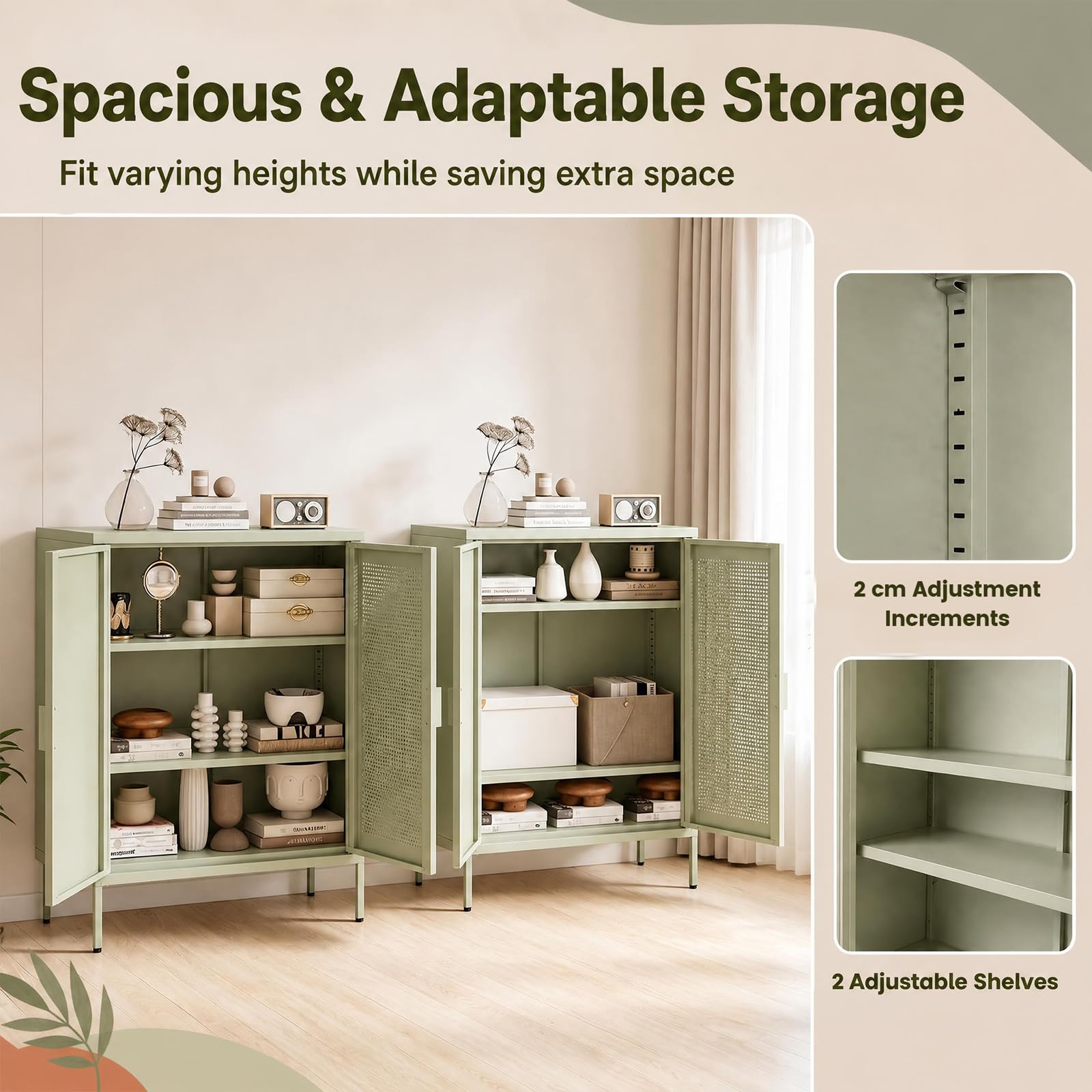 GIANTEX Credenza Cucina Moderna, Madia Multiuso in Metallo, Verde Chiaro
