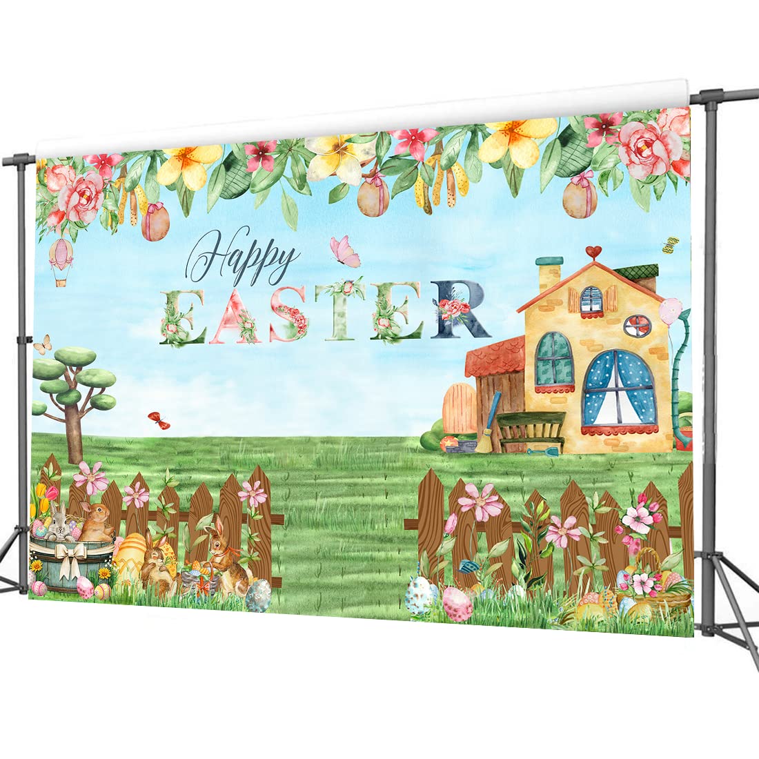 CYLYH 5x7ft Happy Easter Backdrop Spring Easter Garden Photography Backdrop Fence CYLYH 5x7ft Happy Easter Backdrop Spring Easter Garden Photography Backdrop Fence