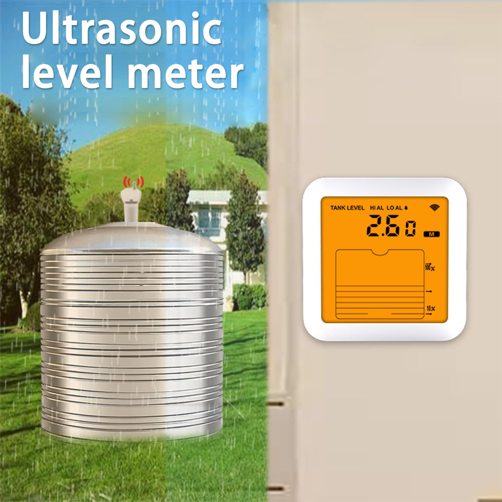 Monitor De Nivel De Agua Para Tanques Medidor Digital De Capacidad Con | Indicador De Nivel De Agua Ultrasónico Para Tanques Con Pantalla Digital Medidor Nivel Agua Detector Medición Para