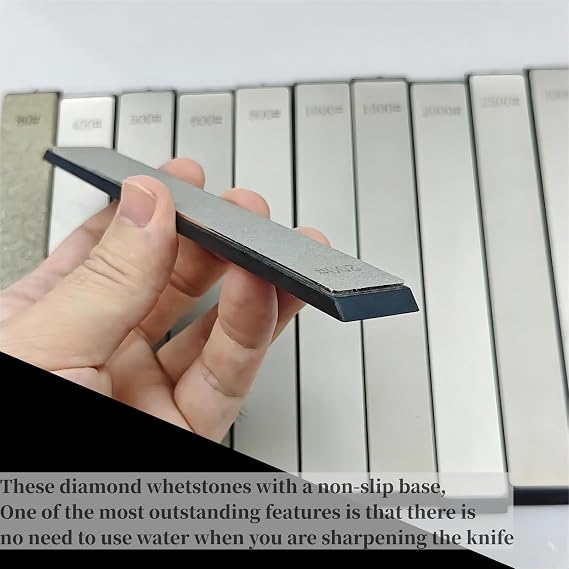Ruixin 11Pcs Diamond Knife Sharpening Stones Set - Fix-Angled System with Non-Slip Base - Outdoor & Kitchen Knife Sharpener
