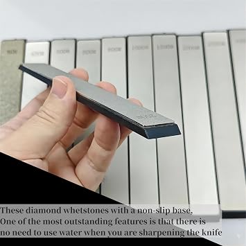 Ruixin 11Pcs Diamond Knife Sharpening Stones Set - Fix-Angled System with Non-Slip Base - Outdoor & Kitchen Knife Sharpener