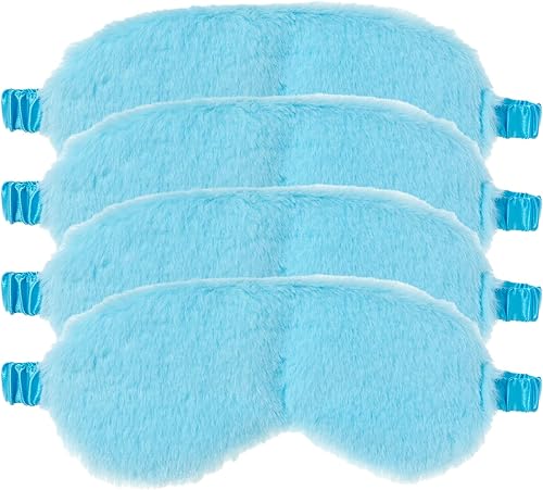 RAYNAG Paquete de 4 cubrebocas de felpa suave para dormir, para regalo de fiesta de cumpleaños, tela cómoda y sedosa en la parte posterior,