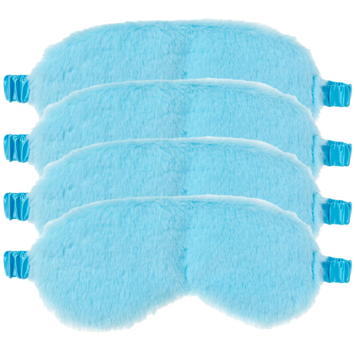 RAYNAG 4 Pack Plush Eye Mask Soft Sleeping Blindfold Eye Cover for Sleepover Gift Birthday Party Favors, Comfortable Silky Fabric on The Back, Cozy,