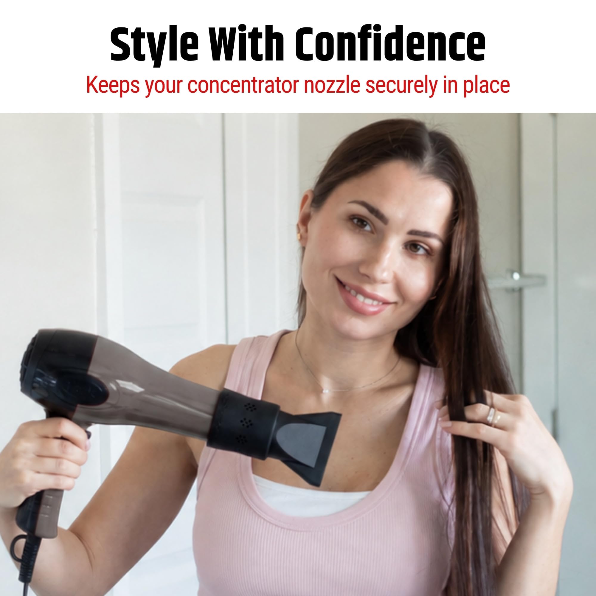 SnozzlePro Universal Hair Dryer Attachment Adapter for Concentrator Nozzles - Patented No-Slip Design - Fits Most Standard Blow Dryers 1.5- 2.25 product thumbnail 3