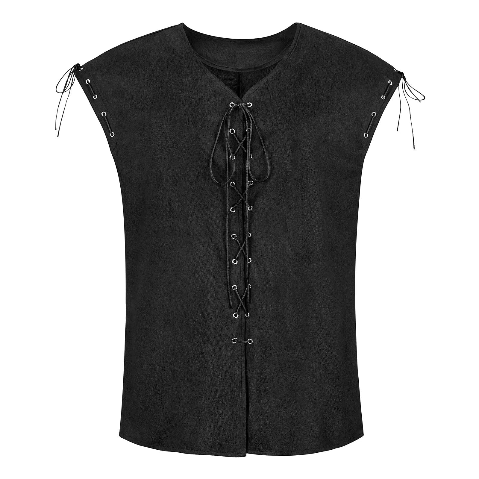 Black Viking Fancy Dress Costume Men Medieval Vest Pirate Retro Renaissance Gothic Victorian Halloween Cosplay Waistcoat S — image 1