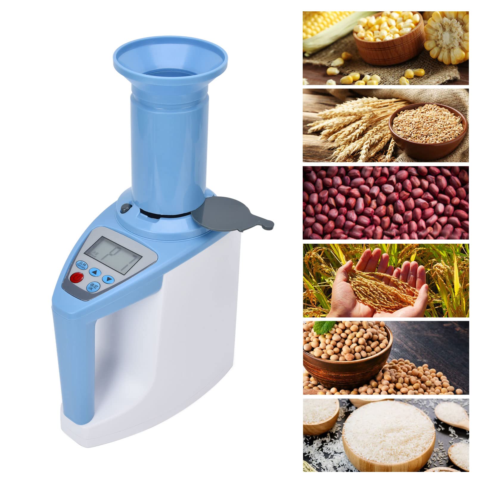 Tnfeeon Humidimètre de Grain Maïs blé Riz, Humidimètre de Grain Analyseur d'humidité de Grain Numérique de Haute Précision pour Riz Maïs blé Canola 100‑240V