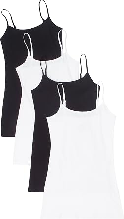 4 Pack Active Basic Women Basic Tank Tops,Black/Black/White/White,Small
