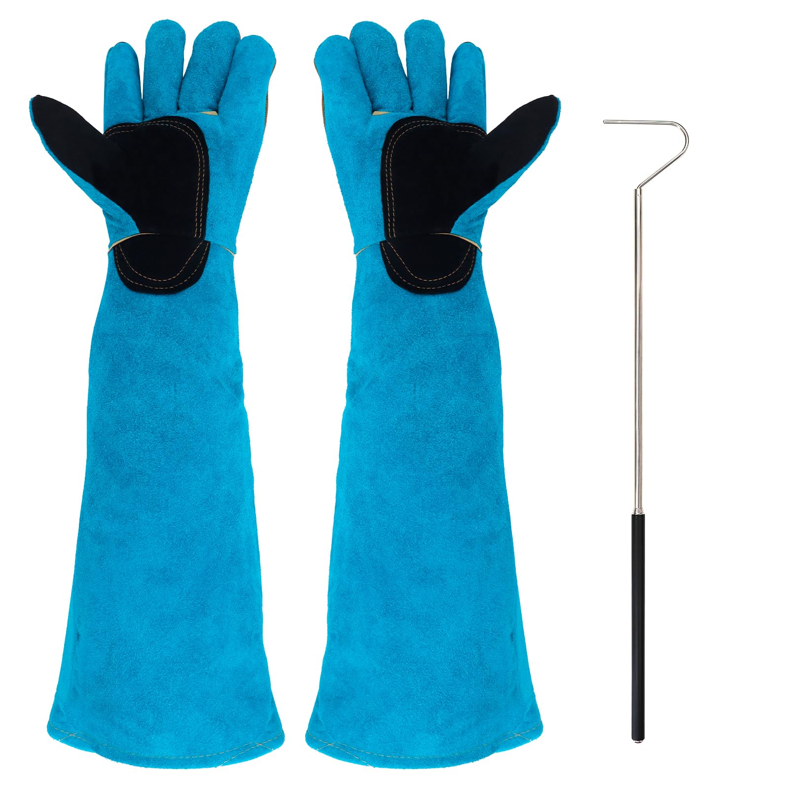 Animal Handling Gloves Bite Proof with 40inch Collapsible Snake Hook,Suitable for Dog Cat FalconBird Reptile Snake