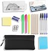 DAQUN 17 Pcs Stationery Set for GCSE Revision & School, Sturdy Black Neoprene Pencil Case with Complete Mathematical Geometry Kit, Ruler & Compass, Functional School Supplies for Secondary Students