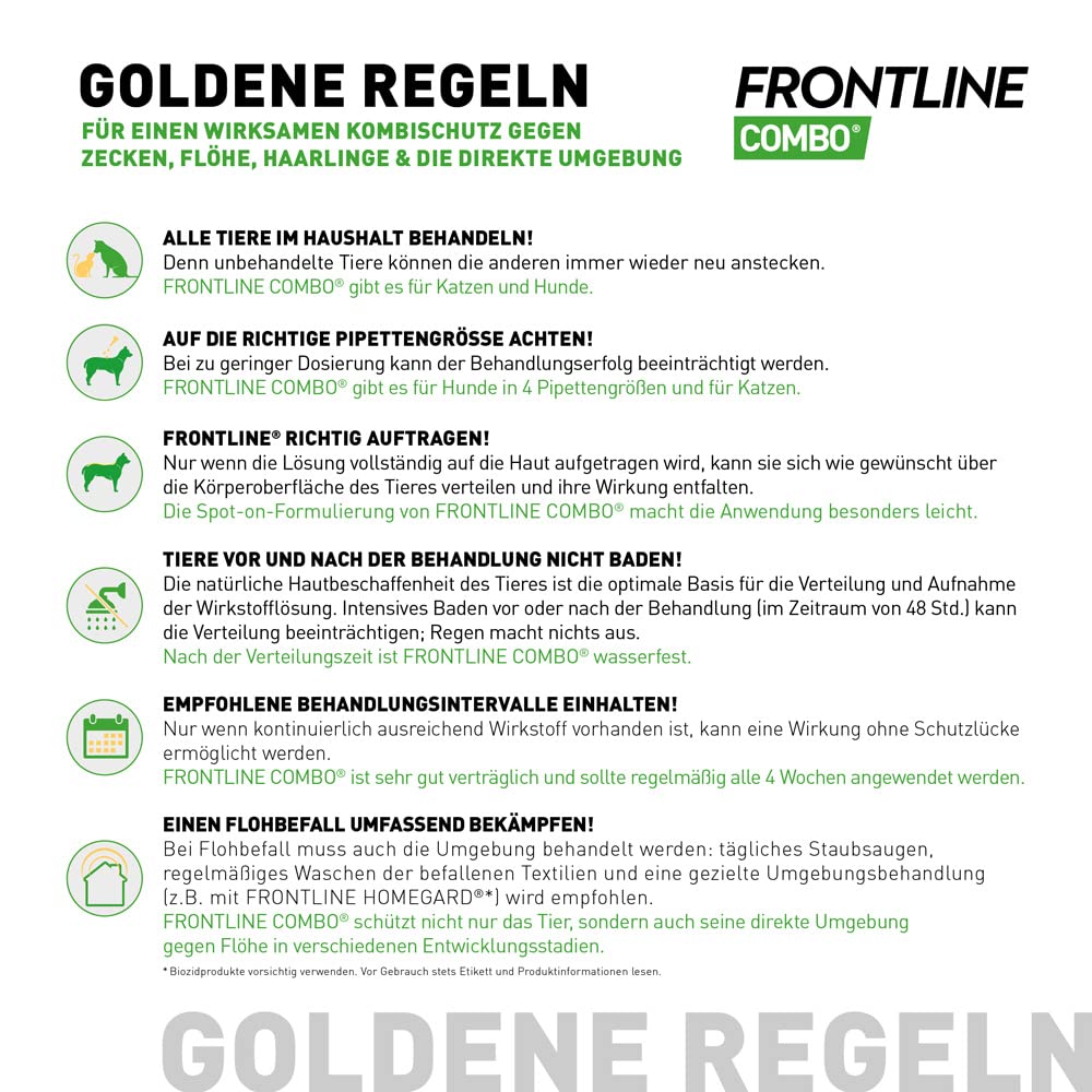 FRONTLINE Combo Hund M gegen Zecken, Flöhe & Haarlinge (10 bis 20 kg) | 3x Pipetten (3er Pack) für bis zu 9 Monate Schutz - gegen Floheier, Larven & Puppen im Haushalt - wasserfest