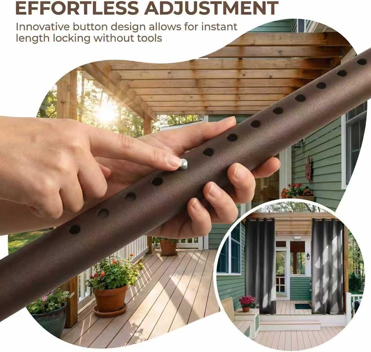 Room Divider Curtain Rod 43-122 inches,Adjustable Shower Curtain Rods,No Drilling,Closet Telescopic Poles,Expandable Balcony Tension Pole,Brown