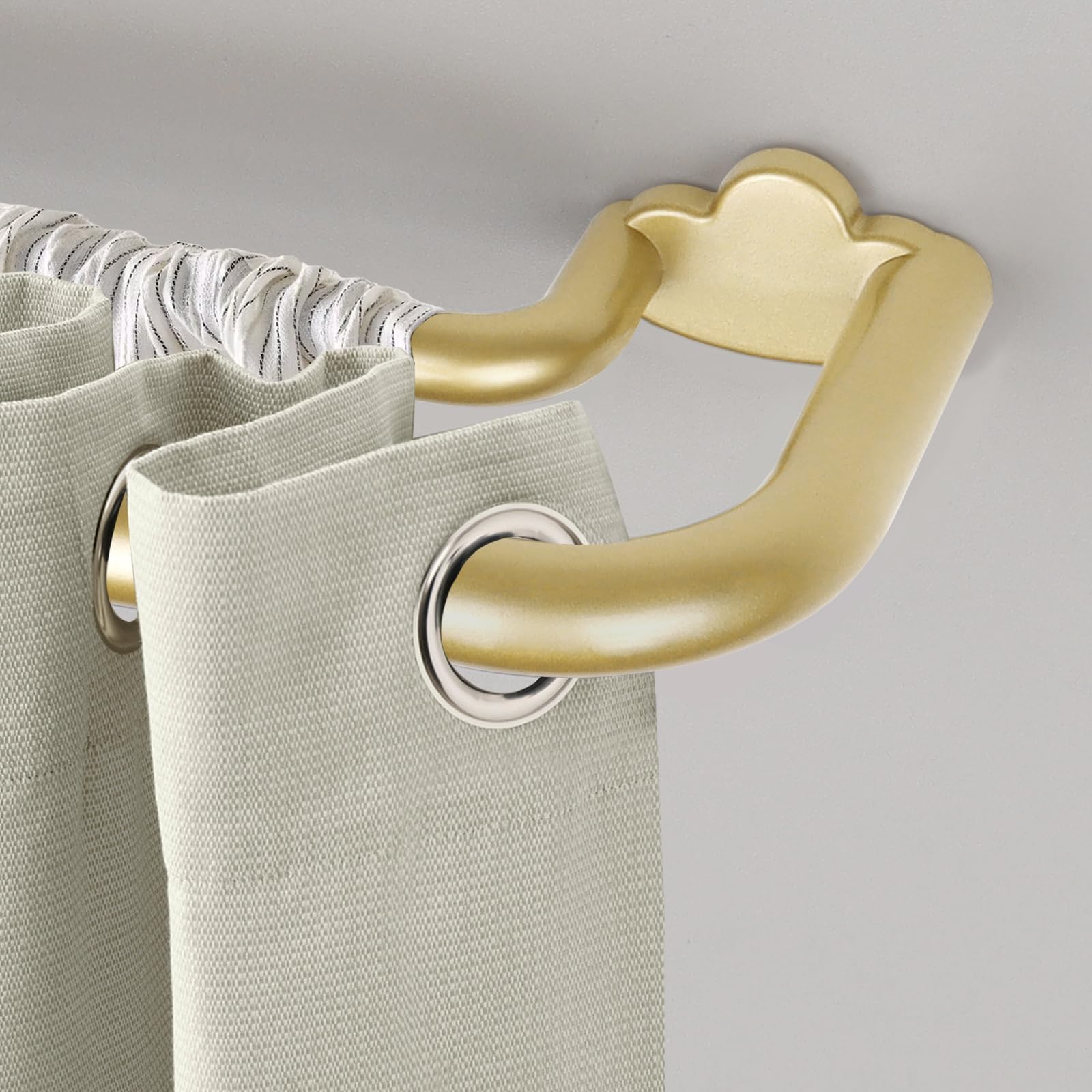 Double Curtain Pole 80-218 cm, HOTOZON 19 mm Gold Curtain Poles for Eyelet Curtains, Extendable Double Curtain Track with Brackets for Blackout, Voile