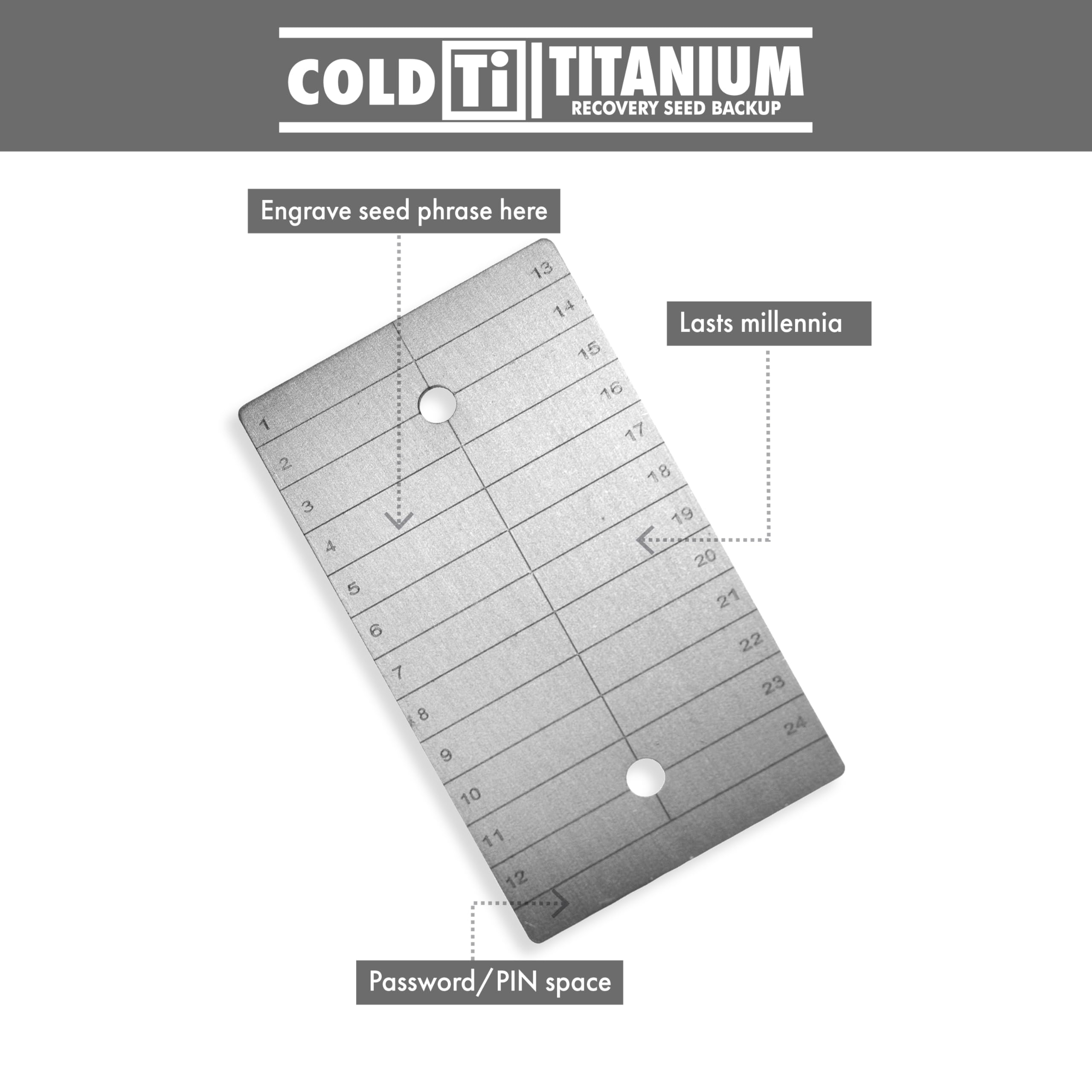 Metal Wallet ColdTi - Titanium Bitcoin Seed Plates For Ultra-Secure Crypto  Seed Phrase Storage (2 Plates, Punch Set & Seals) - Premium Seed Phrase  Metal - Alphabetic Punch Set Included Bitcoin Miner Machine