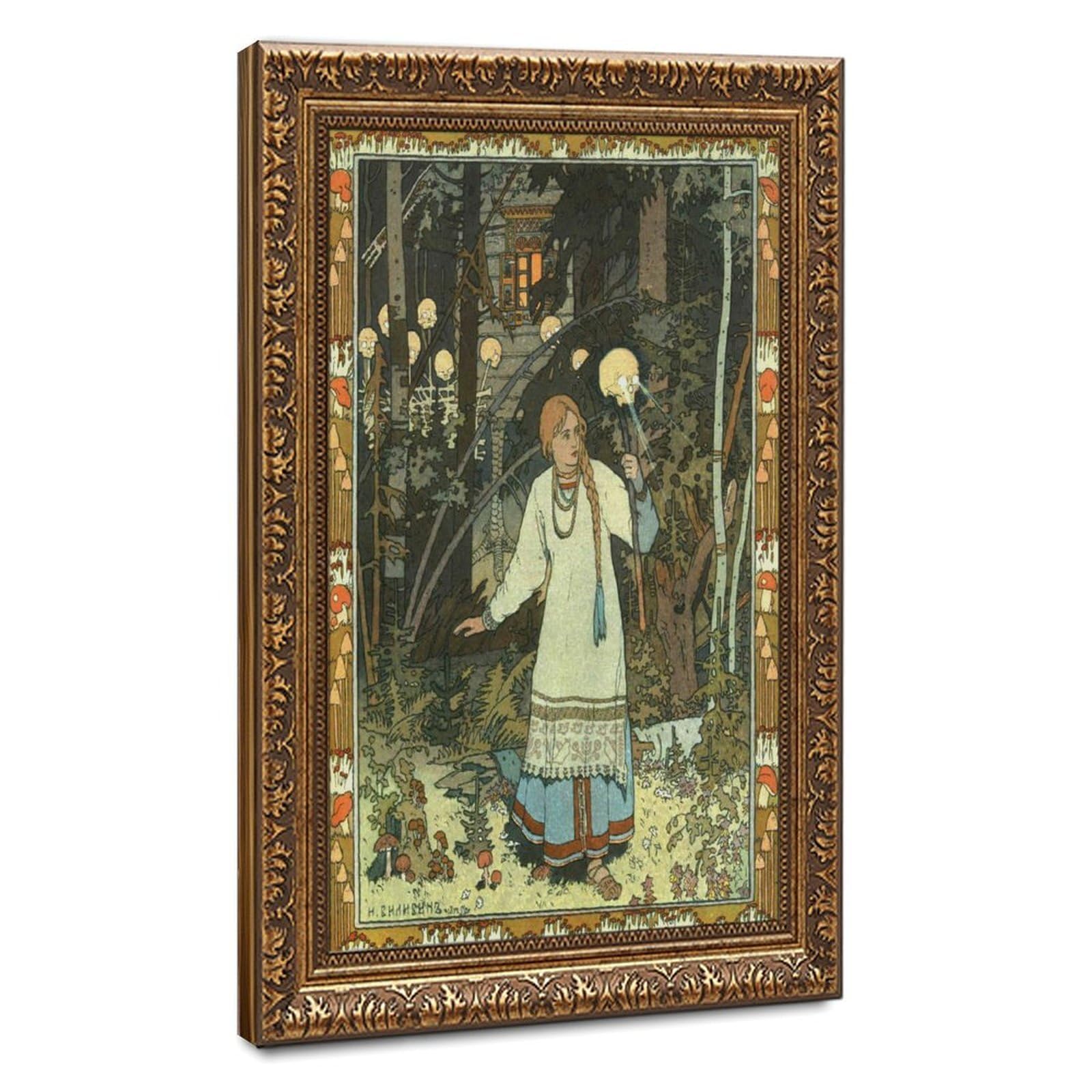 WCYB Vasilisa at The Hut of Baba Yaga by Ivan Bilibin Posters Prints Canvas Deco Paintings Wall Art Hangable Frame 20" L X 30" W