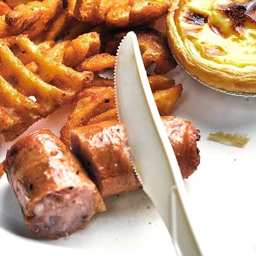 Miniatura 6 de Cubertería compostable de almidón de maíz, juego de 50 cuchillos, utensilios ecológicos, biodegradables, duraderos, resistentes, resistentes,