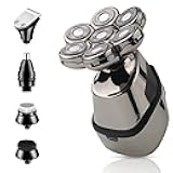 7D Head Shavers for Bald Men - 5 in 1LED Display Detachable Head Razor - Beard & Nose Trimmer - Cordless Rechargeable IPX7 Waterproof Grooming Kit with Hair & Facial Cleaning Brushes