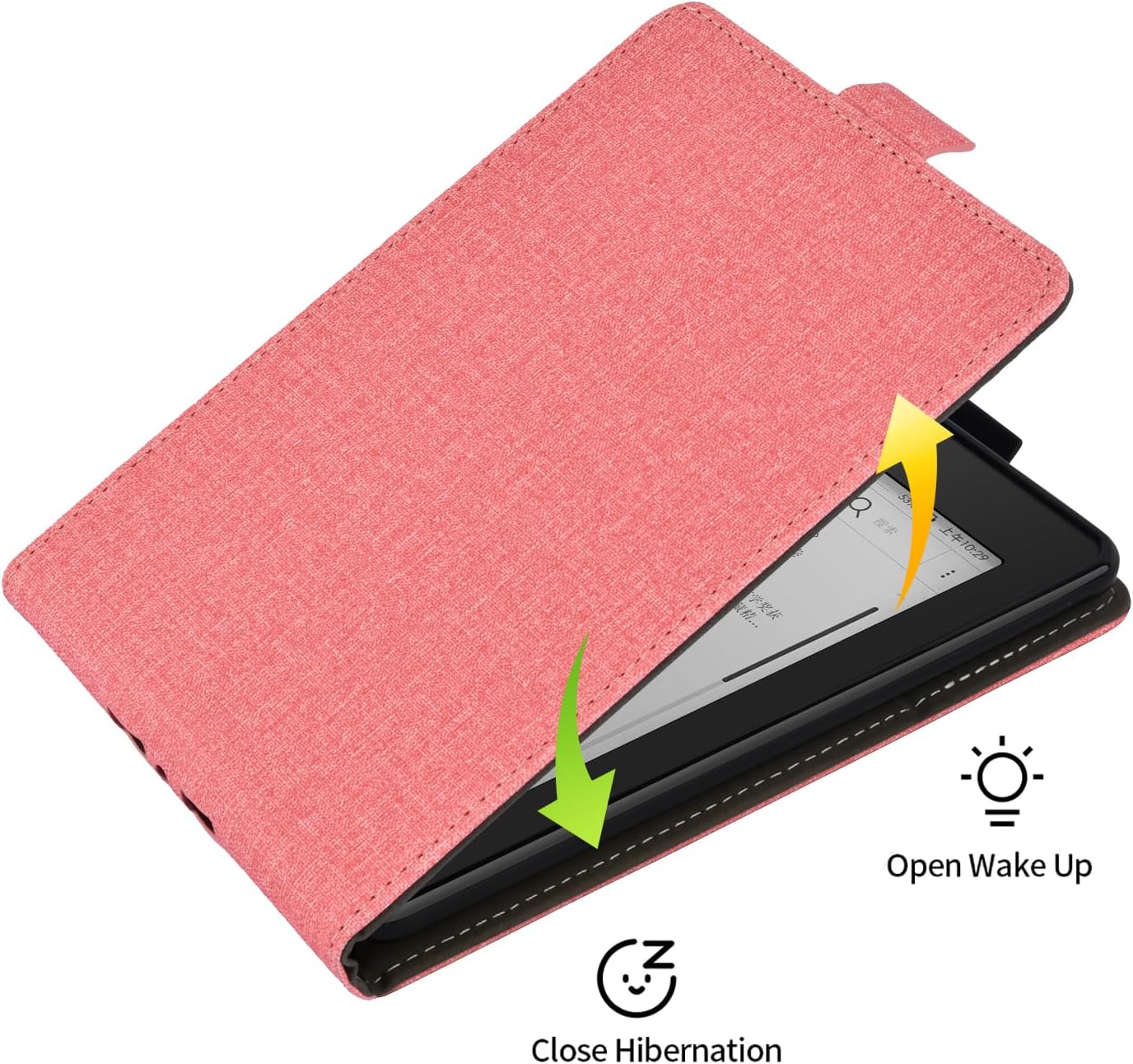 TPU Soft Shell Case for Kindle Paperwhite 7th Generation 2015 Release Only - Auto Sleep and Wake,Premium PU Leather Folio Stand Smart Cover with Hand Strap for 6" Kindle Paperwhite 2015 (Pink)