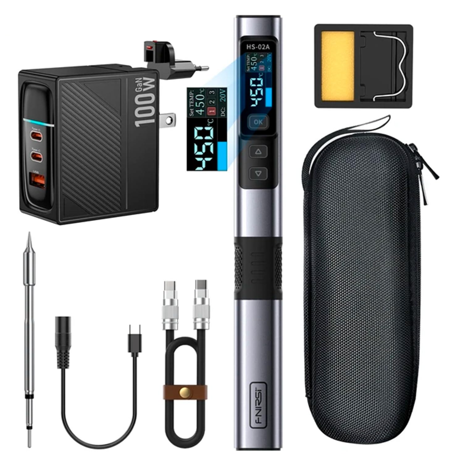 HS-02A Intelligent Soldering Iron/Standard / 100W PD GaN Fast Charger / 250W C2C PD Charging Cable