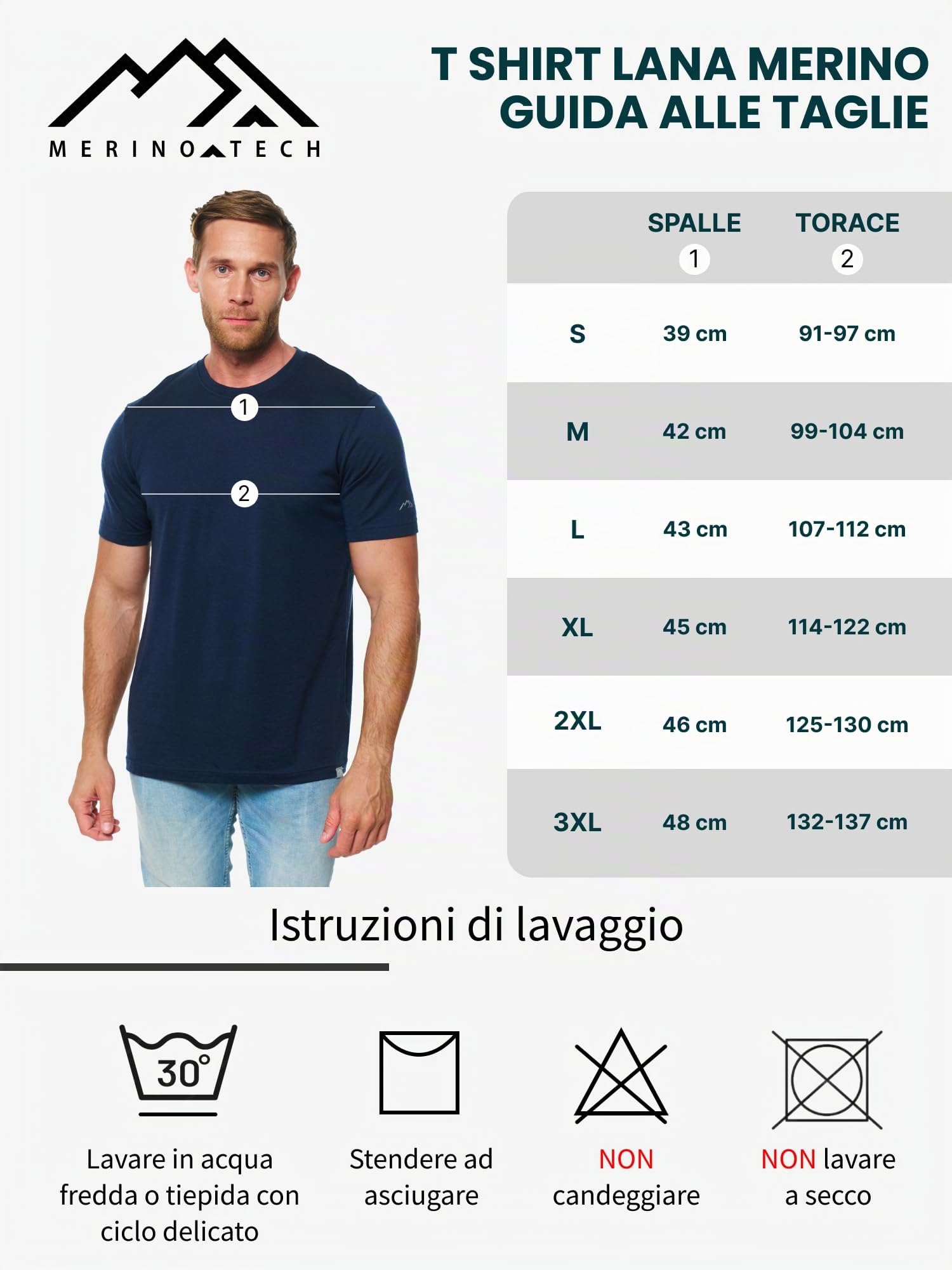 Merino.tech Maglietta Lana Uomo Merino Intimo Leggero Manica Corta