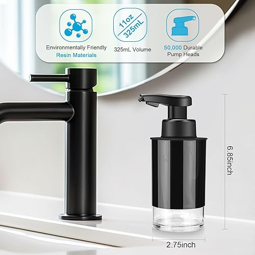 Miniatura 5 de Dispensador automático de jabón espumoso sin contacto manos libres negro moderno sensor eléctrico inteligente diseño sin obstrucciones para cocina y