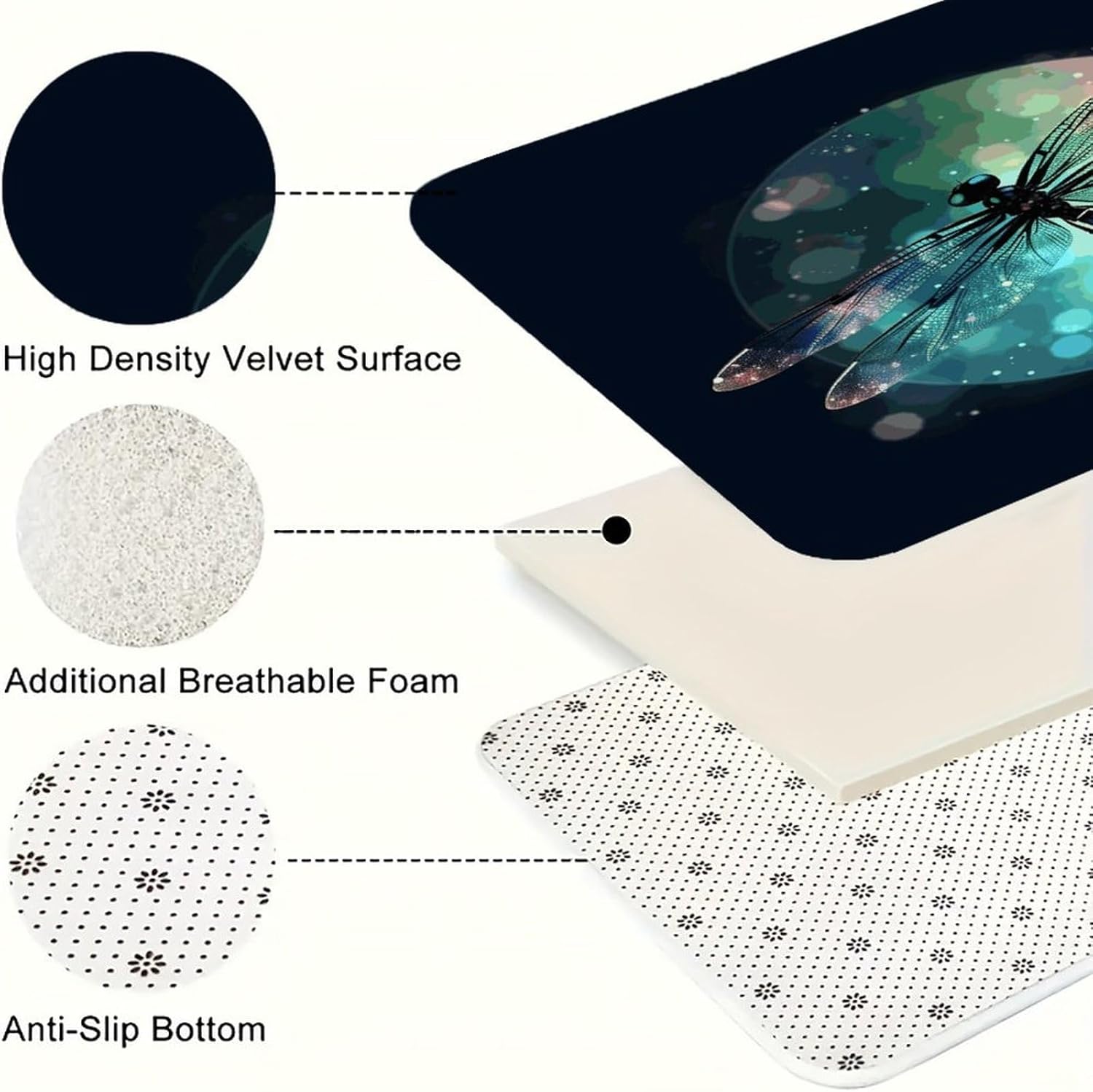 Galaxy Animal Dragonfly Kitchen Mats with 2PCS Non-Slip Washable,Kitchen Rug Heavy Duty Durable, Floor Mats for Kitchen,Office,Sink,Laundry