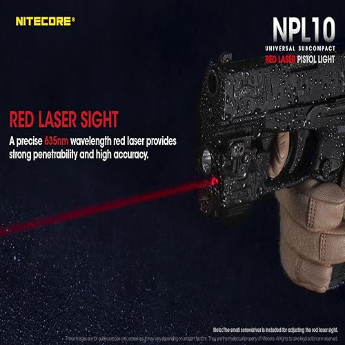 Miniatura 2 de Nitecore Combo láser de luz de pistola de 300 lúmenes, láser rojo y linterna táctica con función estroboscópica y de memoria para riel Picatinny