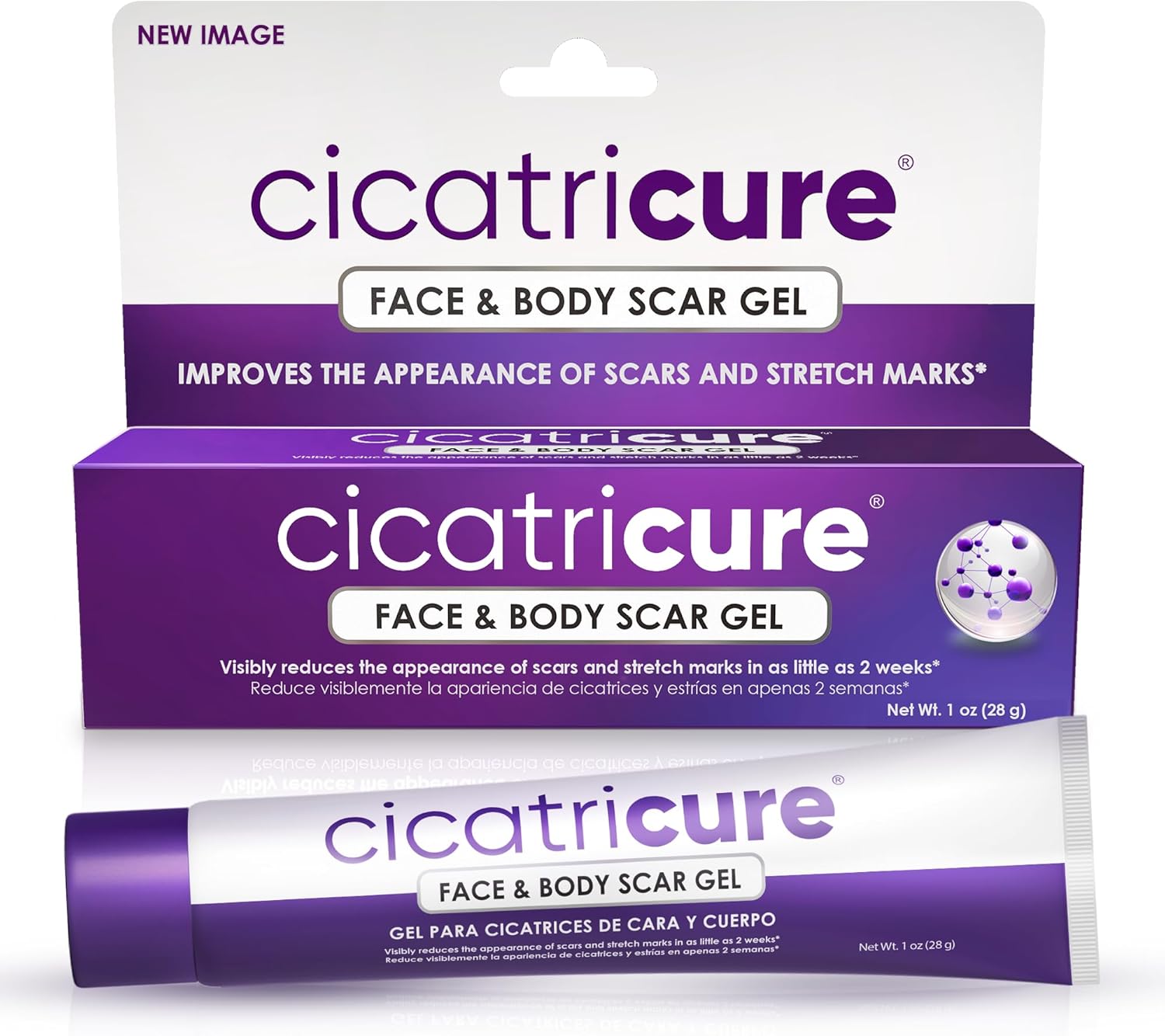 Cicatricure Face & Body Scar Gel, Reduces the Appearance of Old & New Scars, Stretch Marks, Surgery, Injuries, Burns and Acne, 1 Oz (Pack of 1)