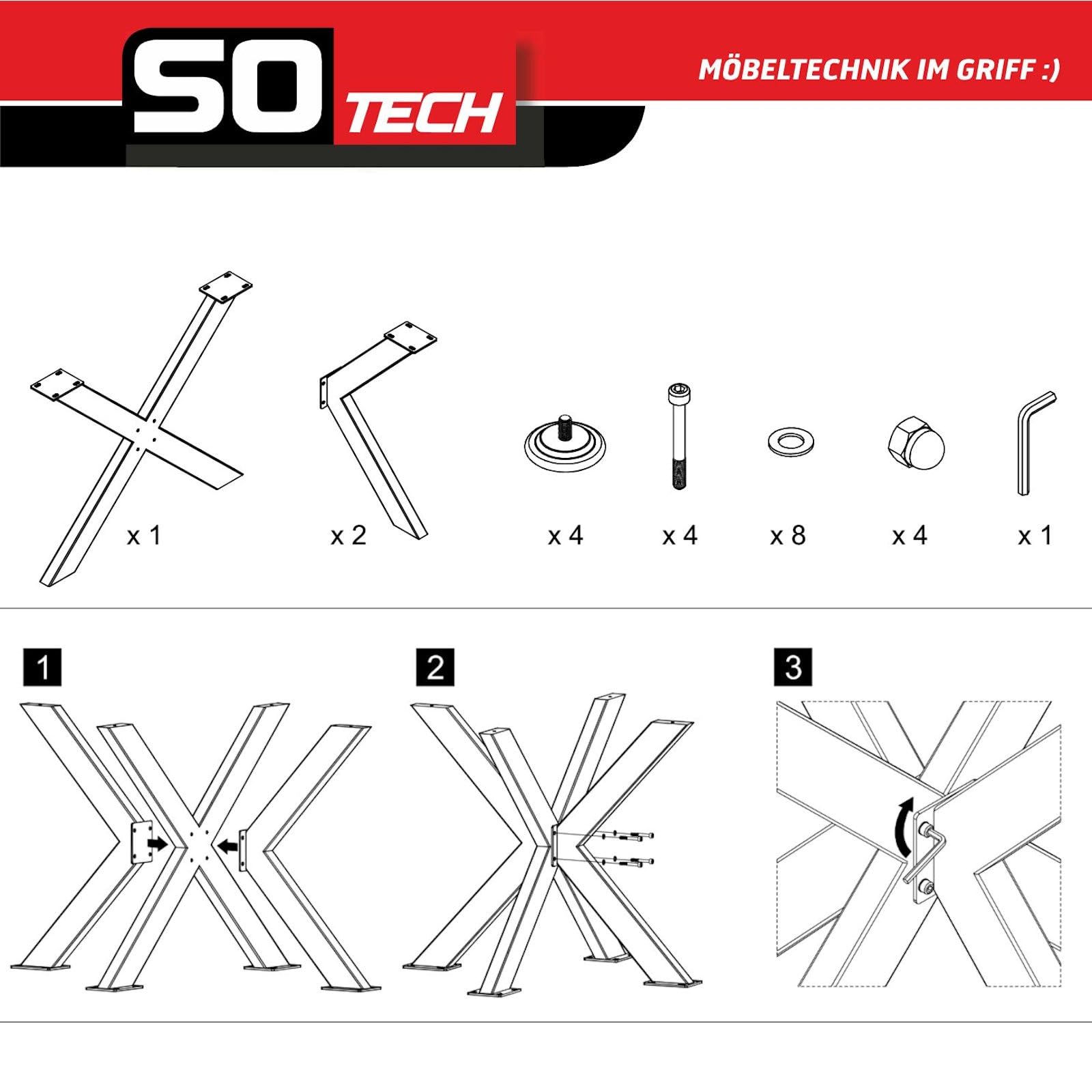 SOTECH Châssis de Table Spider/Pieds de Table en Acier Lourd à l'aspect Vintage/Montage Facile/Patins de Table pour Les projets de Bricolage Tables à Manger 710 x 850 x 850 mm