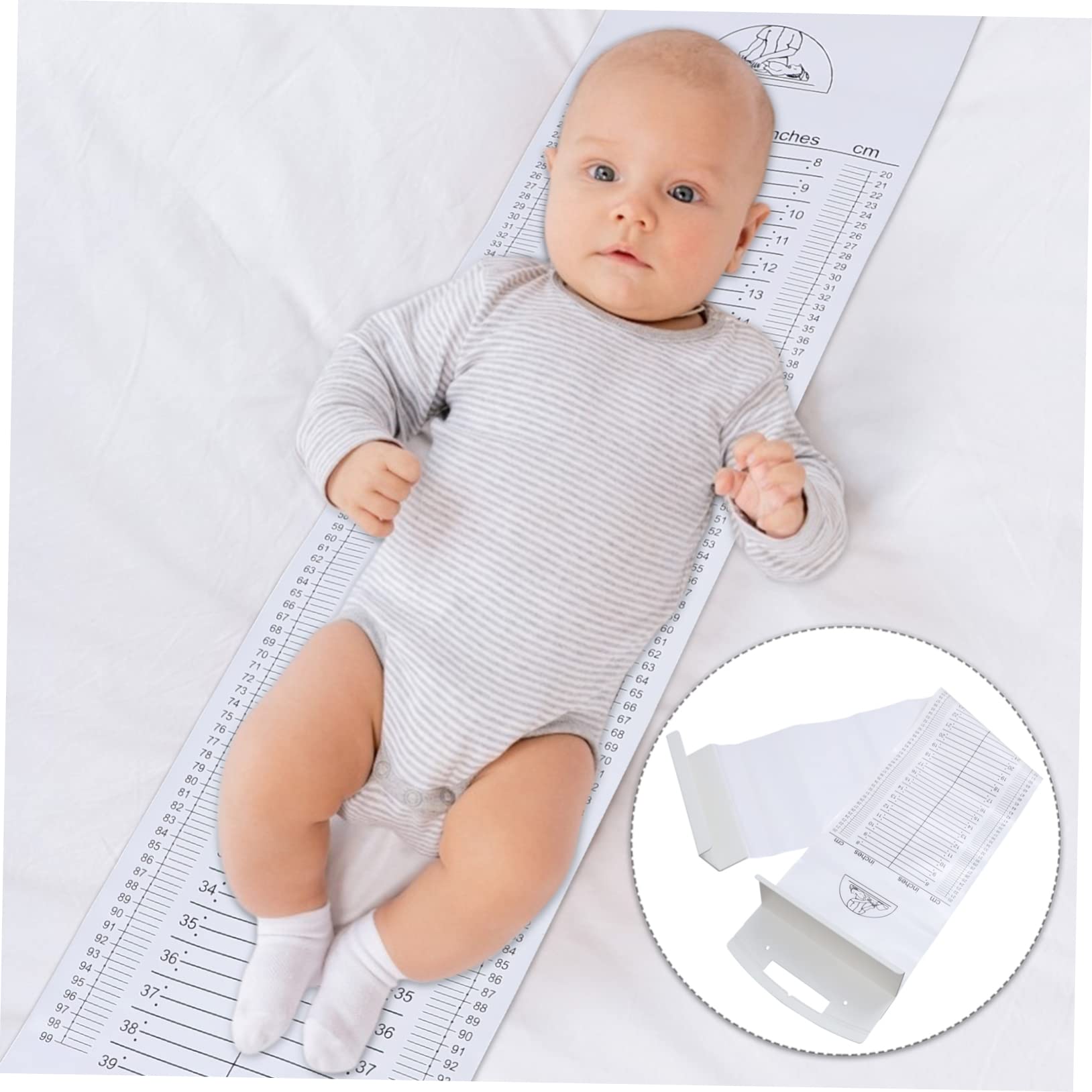 Regla de Altura para Bebés Lavable, Abs Pvc, Blanco