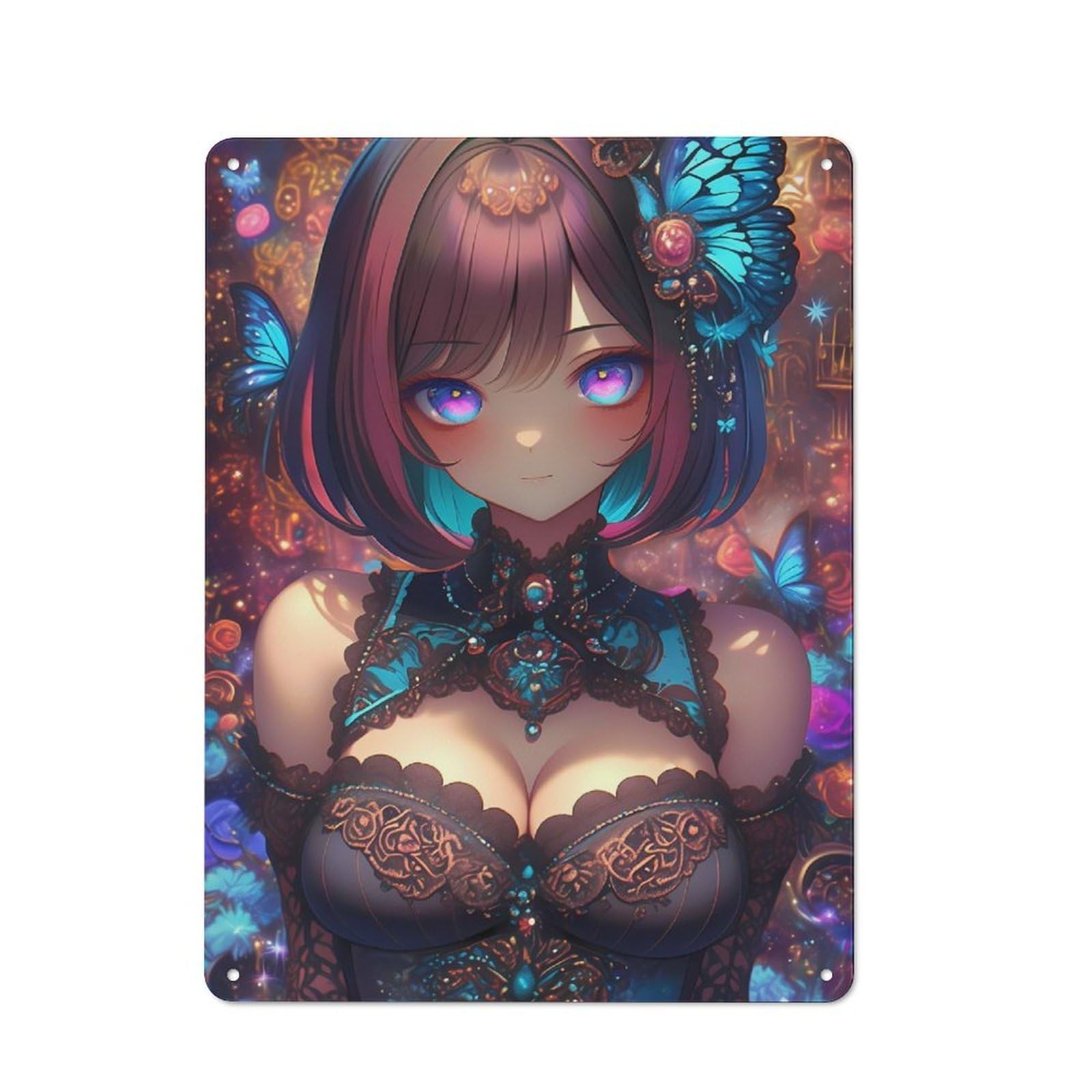 Junmoney Girls Style-16 Anime With Butterflies Gaming Vintage Tin Sign 40X30cm For Garden Room Or Summerhouse, A Housewarming Gift For Outdoor-Room Decor Collectors