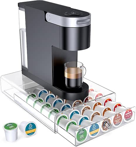 Crystal Clear Acrylic K Cup Organizer Coffee Pod Storage Box,