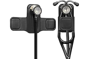 Black Leather Stethoscope AirTag Holder with Detachable Clip