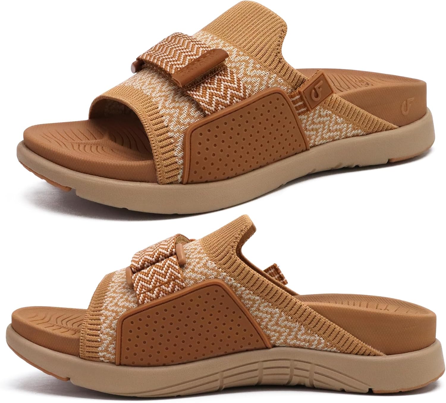 COFACE Women’s Orthotic Sandals Comfortable Plantar Fasciitis Arch Support Sandal Slippers Ladies Fashion Fabric Kint Slides Sandals with Lightweight Athletic Soft Cushion Footbed (US Size 5-11)