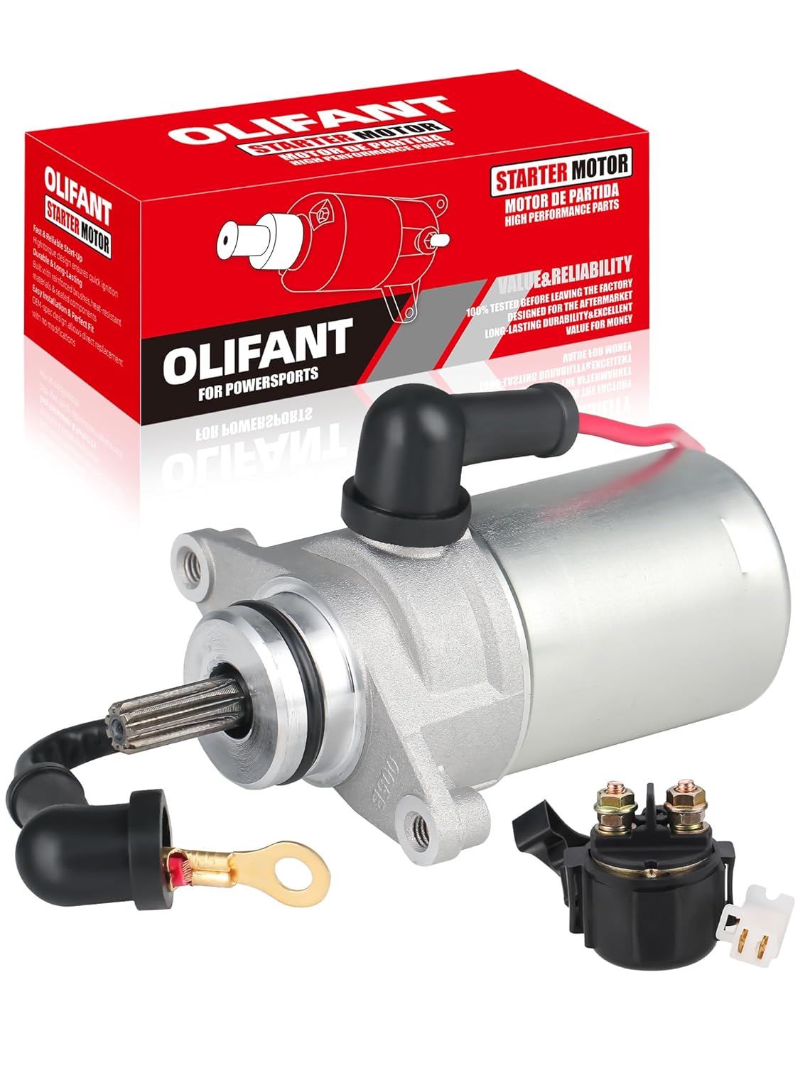 Starter & Relay for Yamaha Raptor 80 YFM80 YFM80R YFM80W 2002-08/Raptor 50 YFM50 YFM50R 2004-08/Grizzly 80 2005-08/Champ 100 YFM100 1987-91/Badger 80 1985-01 55X-81800-51-00 65X-81880-50-00