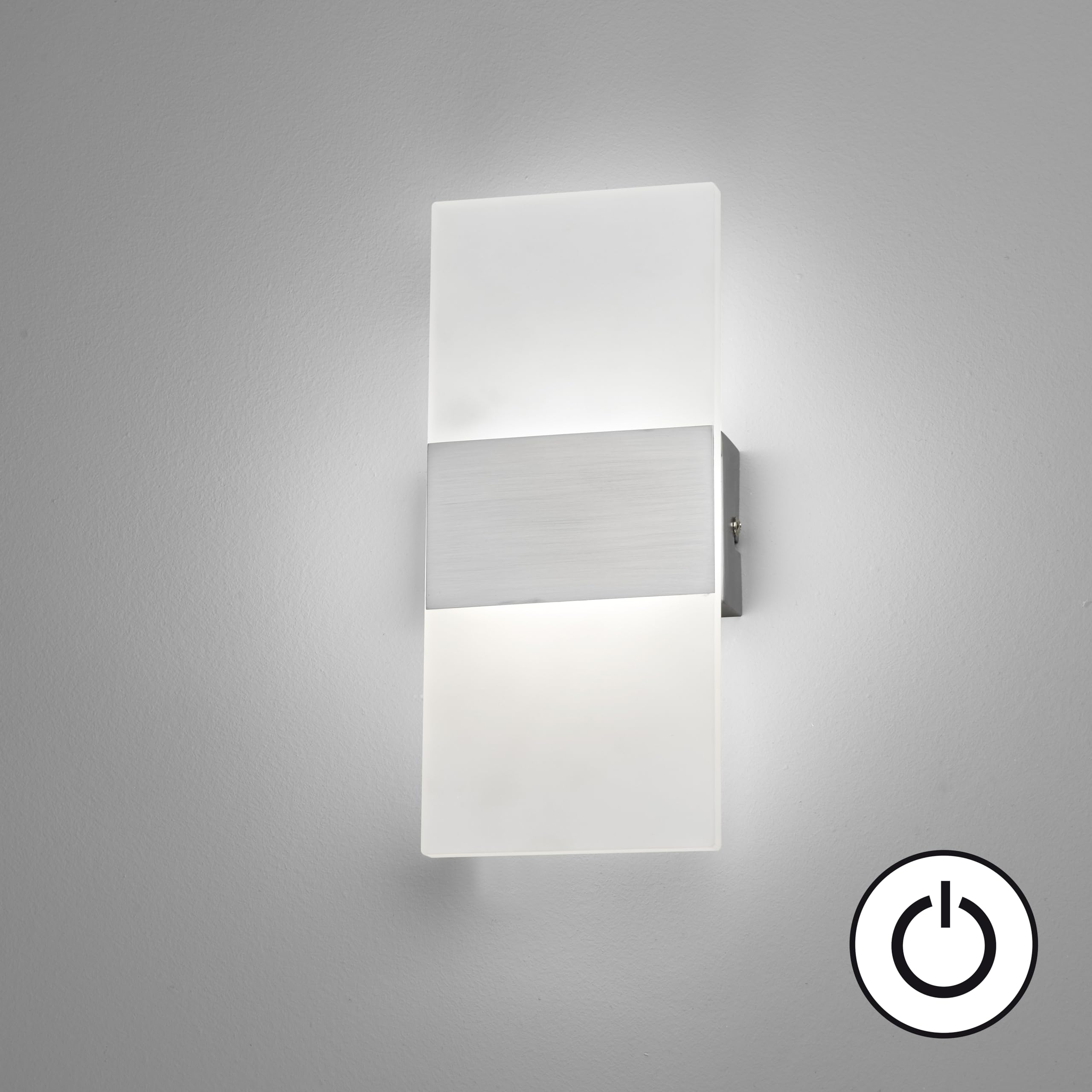 Fischer & Honsel Wandleuchte, Foder | nickelfarben matt| B: 12,00 cm, H: 27,00 cm, Ausladung Wand: 5,00 cm| mit Schalter| 1x LED 7 Watt 2700 K| 890 lm| EEG: F | 30538