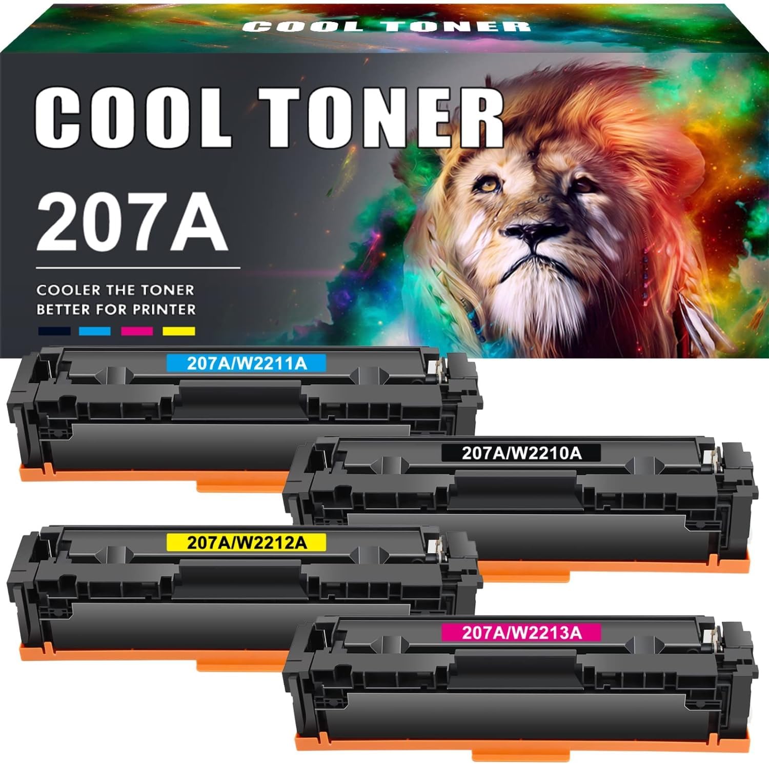 207A Compatible Toner Cartridge to Replace HP 207A 207X Color LaserJet Pro MFP M283fdw M255dw M282nw M283fdn M255nw W2210A W2211A W2212A W2213A Toner - Black Cyan Yellow Magenta