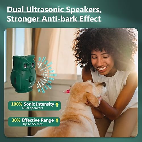 Miniatura 2 de Dispositivos de control de ladridos para perros con altavoces ultrasónicos duales, dispositivo antiladridos recargable más fuerte para exteriores,