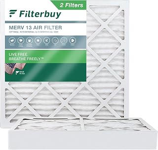 Filterbuy 24x24x4 Air Filter MERV 13 Optimal Defense (2-Pack), Pleated HVAC AC Furnace Air Filters Replacement (Actual Size: 23.38 x 23.38 x 3.63 Inches)