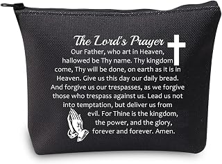 VAMSII The Lord's Prayer Zipper Bag Christian Makeup Bag Religious Cosmetic Bag Matthew 6:9-13 Gifts Scripture Gifts, Makeup Bag